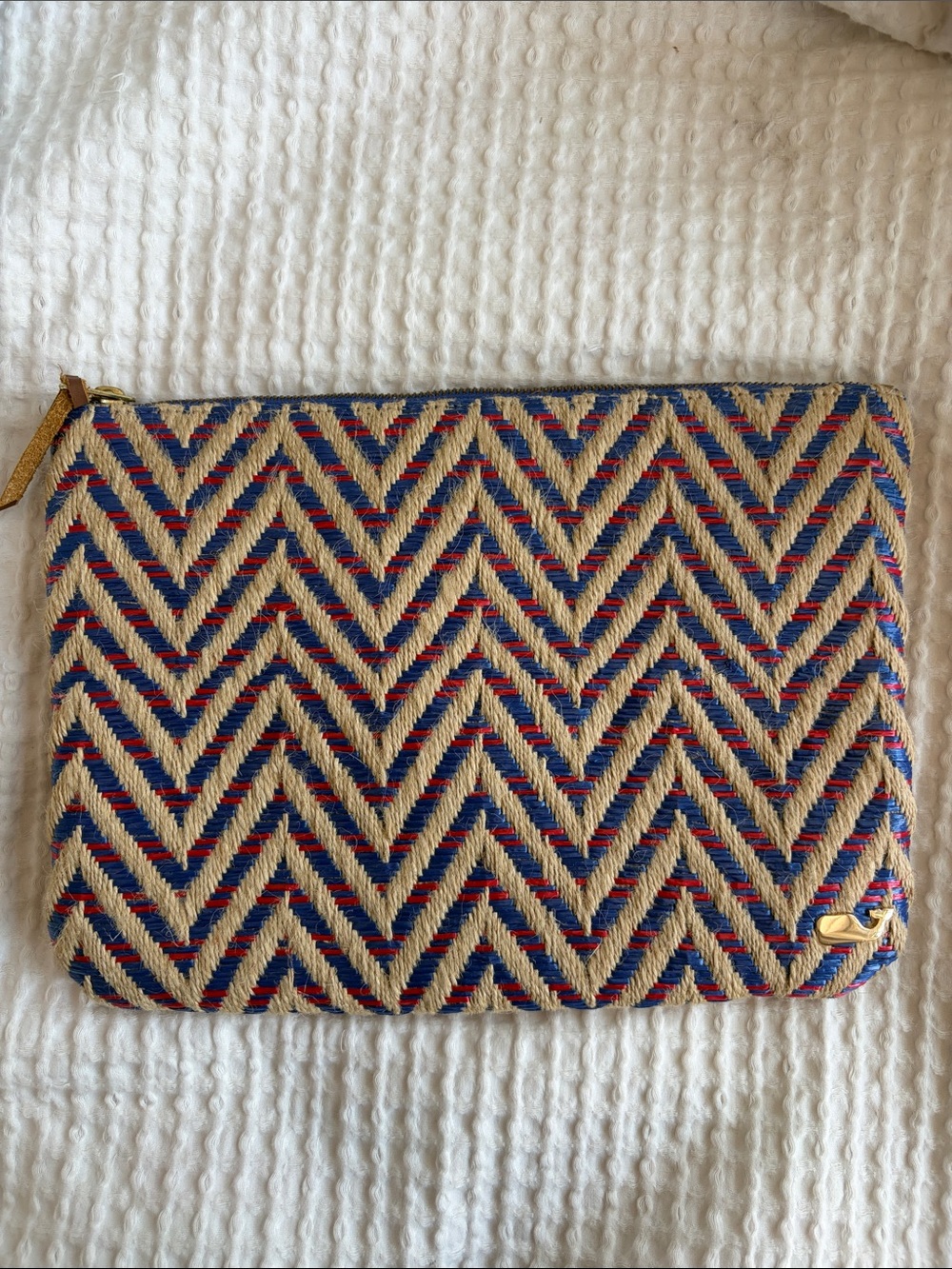 Vineyard Vines Woven Chevron Clutch in Natural, Blue & Red